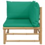 Bambus-Gartenecksofa mit grünen Kissen von vidaXL, Modulare Sofas für den Außenbereich - Ref: Foro24-362293, Preis: 84,99 €, ...