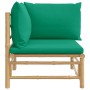 Bambus-Gartenecksofa mit grünen Kissen von vidaXL, Modulare Sofas für den Außenbereich - Ref: Foro24-362293, Preis: 84,99 €, ...