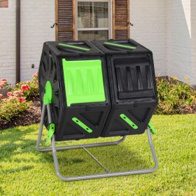 PP double chamber rotating composter 63x60x74 cm 140 L by vidaXL, Composters - Ref: Foro24-153609, Price: 173,10 €, Discount: %