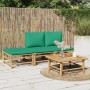 4-teiliges Gartenmöbel-Set aus Bambus mit grünen Kissen von vidaXL, Gartensets - Ref: Foro24-3155171, Preis: 220,10 €, Rabatt: %