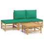 Set de muebles de jardín 4 piezas bambú con cojines verde de vidaXL, Conjuntos de jardín - Ref: Foro24-3155171, Precio: 220,9...