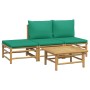 Set de muebles de jardín 4 piezas bambú con cojines verde de vidaXL, Conjuntos de jardín - Ref: Foro24-3155171, Precio: 220,9...