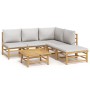 6-piece bamboo garden furniture set with light gray cushions by vidaXL, Garden sets - Ref: Foro24-3155103, Price: 458,38 €, D...