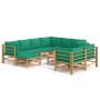 10-piece bamboo garden furniture set with green cushions by vidaXL, Garden sets - Ref: Foro24-3155160, Price: 789,71 €, Disco...