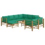 10-piece bamboo garden furniture set with green cushions by vidaXL, Garden sets - Ref: Foro24-3155160, Price: 789,71 €, Disco...