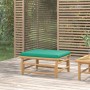 Reposapiés de jardín bambú con cojín verde de vidaXL, Sofás modulares de exterior - Ref: Foro24-362295, Precio: 76,23 €, Desc...