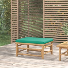 Bamboo garden footstool with green cushion by vidaXL, Modular outdoor sofas - Ref: Foro24-362295, Price: 76,99 €, Discount: %