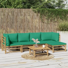 6-piece bamboo garden furniture set with green cushions by vidaXL, Garden sets - Ref: Foro24-3155168, Price: 405,99 €, Discou...