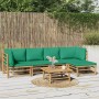 6-teiliges Gartenmöbel-Set aus Bambus mit grünen Kissen von vidaXL, Gartensets - Ref: Foro24-3155168, Preis: 404,26 €, Rabatt: %