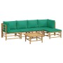 Set de muebles de jardín 6 piezas bambú con cojines verde de vidaXL, Conjuntos de jardín - Ref: Foro24-3155168, Precio: 404,2...