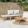 Gartenmöbel-Set 4-teilig aus Bambus und hellgrauen Kissen von vidaXL, Gartensets - Ref: Foro24-3155107, Preis: 253,65 €, Raba...