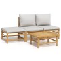 Garden furniture set 4 pieces bamboo and light gray cushions by vidaXL, Garden sets - Ref: Foro24-3155107, Price: 234,99 €, D...