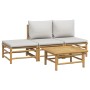 Garden furniture set 4 pieces bamboo and light gray cushions by vidaXL, Garden sets - Ref: Foro24-3155107, Price: 234,99 €, D...