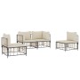 Gartenmöbel-Set 4-teilig und anthrazitfarbene PE-Rattan-Kissen von vidaXL, Outdoor-Sofas - Ref: Foro24-3186712, Preis: 319,28...