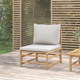 Central bamboo garden sofa with light gray cushions by vidaXL, Modular outdoor sofas - Ref: Foro24-362279, Price: 86,99 €, Di...