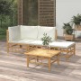 Gartenmöbel-Set 4-teilig aus Bambus und cremeweißen Kissen von vidaXL, Gartensets - Ref: Foro24-3155176, Preis: 330,18 €, Rab...