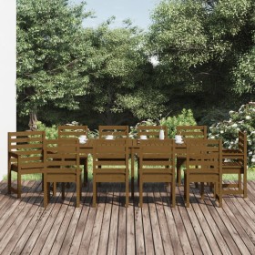 Garden dining set 11 pieces solid honey brown pine wood by vidaXL, Garden sets - Ref: Foro24-3154722, Price: 650,68 €, Discou...