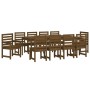 Set de comedor de jardín 11 pzas madera maciza pino marrón miel de vidaXL, Conjuntos de jardín - Ref: Foro24-3154722, Precio:...