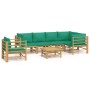 7-piece bamboo garden furniture set with green cushions by vidaXL, Garden sets - Ref: Foro24-3155173, Price: 535,46 €, Discou...