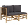 2-piece bamboo garden furniture set with dark gray cushions by vidaXL, Modular outdoor sofas - Ref: Foro24-362306, Price: 203...