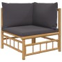 2-piece bamboo garden furniture set with dark gray cushions by vidaXL, Modular outdoor sofas - Ref: Foro24-362306, Price: 203...