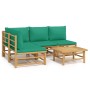 5-piece bamboo garden furniture set with green cushions by vidaXL, Garden sets - Ref: Foro24-3155170, Price: 367,60 €, Discou...