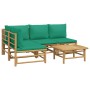 5-piece bamboo garden furniture set with green cushions by vidaXL, Garden sets - Ref: Foro24-3155170, Price: 367,60 €, Discou...