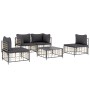 5-teiliges Gartenmöbel-Set und anthrazitfarbene PE-Rattan-Kissen von vidaXL, Outdoor-Sofas - Ref: Foro24-3186715, Preis: 384,...