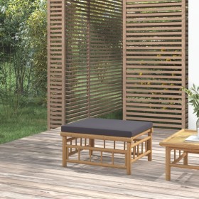 Reposapiés de jardín bambú con cojín gris oscuro de vidaXL, Sofás modulares de exterior - Ref: Foro24-362310, Precio: 102,05 ...