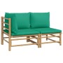 2-piece bamboo garden furniture set with green cushions by vidaXL, Modular outdoor sofas - Ref: Foro24-362291, Price: 163,35 ...