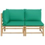 2-piece bamboo garden furniture set with green cushions by vidaXL, Modular outdoor sofas - Ref: Foro24-362291, Price: 163,35 ...