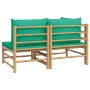 Set de muebles de jardín 2 piezas bambú con cojines verde de vidaXL, Sofás modulares de exterior - Ref: Foro24-362291, Precio...