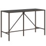 Mesa alta bar superficie vidrio ratán PE marrón 180x70x110 cm de vidaXL, Mesas de jardín - Ref: Foro24-362590, Precio: 122,40...