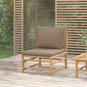 Central bamboo garden sofa with taupe gray cushions by vidaXL, Modular outdoor sofas - Ref: Foro24-362287, Price: 113,72 €, D...