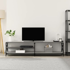 Mueble TV metal y madera contrachapada gris Sonoma 200x40x50 cm de vidaXL, Muebles TV - Ref: Foro24-826742, Precio: 76,68 €, ...