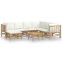 Set de muebles de jardín 8 piezas bambú y cojines blanco crema de vidaXL, Conjuntos de jardín - Ref: Foro24-3155191, Precio: ...