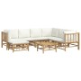 Set de muebles de jardín 8 piezas bambú y cojines blanco crema de vidaXL, Conjuntos de jardín - Ref: Foro24-3155191, Precio: ...