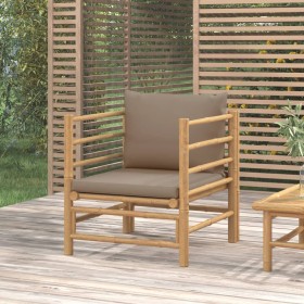 Bamboo garden sofa with taupe gray cushions by vidaXL, Modular outdoor sofas - Ref: Foro24-362289, Price: 126,99 €, Discount: %