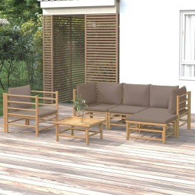 6-piece bamboo garden furniture set with taupe gray cushions by vidaXL, Garden sets - Ref: Foro24-3155115, Price: 567,80 €, D...