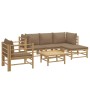 Set de muebles de jardín 6 piezas bambú con cojines gris taupé de vidaXL, Conjuntos de jardín - Ref: Foro24-3155115, Precio: ...