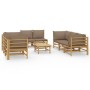 9-piece bamboo garden furniture set with taupe gray cushions by vidaXL, Garden sets - Ref: Foro24-3155123, Price: 1,00 €, Dis...