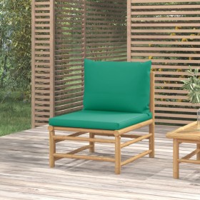 Sofá central de jardín bambú con cojines verde de vidaXL, Sofás modulares de exterior - Ref: Foro24-362294, Precio: 73,99 €, ...