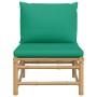 Central garden bamboo sofa with green cushions by vidaXL, Modular outdoor sofas - Ref: Foro24-362294, Price: 73,74 €, Discoun...