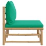 Central garden bamboo sofa with green cushions by vidaXL, Modular outdoor sofas - Ref: Foro24-362294, Price: 73,74 €, Discoun...