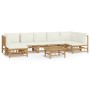 Garden furniture set 8 pieces bamboo and cream white cushions by vidaXL, Garden sets - Ref: Foro24-3155206, Price: 753,99 €, ...