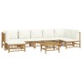 Set de muebles de jardín 8 piezas bambú y cojines blanco crema de vidaXL, Conjuntos de jardín - Ref: Foro24-3155206, Precio: ...