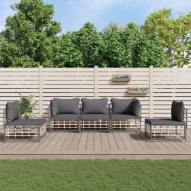 5-piece garden furniture set and anthracite PE rattan cushions by vidaXL, Outdoor sofas - Ref: Foro24-3186717, Price: 389,99 ...