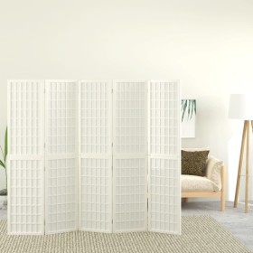 Folding screen with 5 panels white Japanese style 200x170 cm by vidaXL, Room dividers - Ref: Foro24-352089, Price: 174,99 €, ...