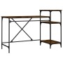 Desk with iron and smoked oak wood shelves 135x50x90 cm by vidaXL, Desks - Ref: Foro24-826711, Price: 101,57 €, Discount: %