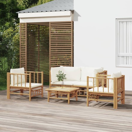 5-piece bamboo garden furniture set with cream white cushions by vidaXL, Garden sets - Ref: Foro24-3155185, Price: 575,51 €, ...